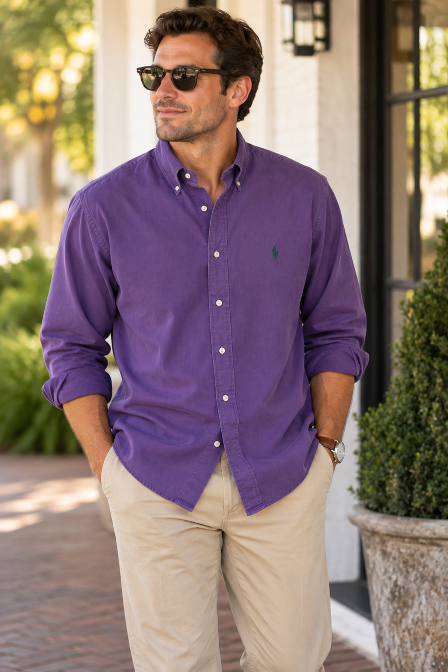 Vintage 90s Ralph Lauren Blake Purple Button Down Shirt